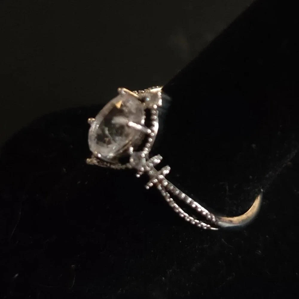 PureMoiss Oval Cut Moissanite Ring Silver Tone Vintage Style Adjustable Band